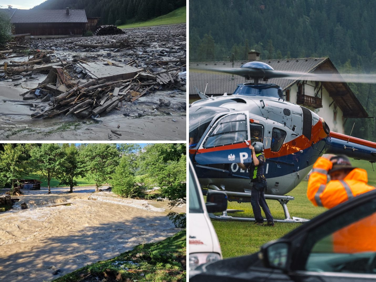 Tirol: 100 Personen nach Muren von Berghütten ausgeflogen. Tirol: 100 Personen nach Muren von Berghütten ausgeflogen.