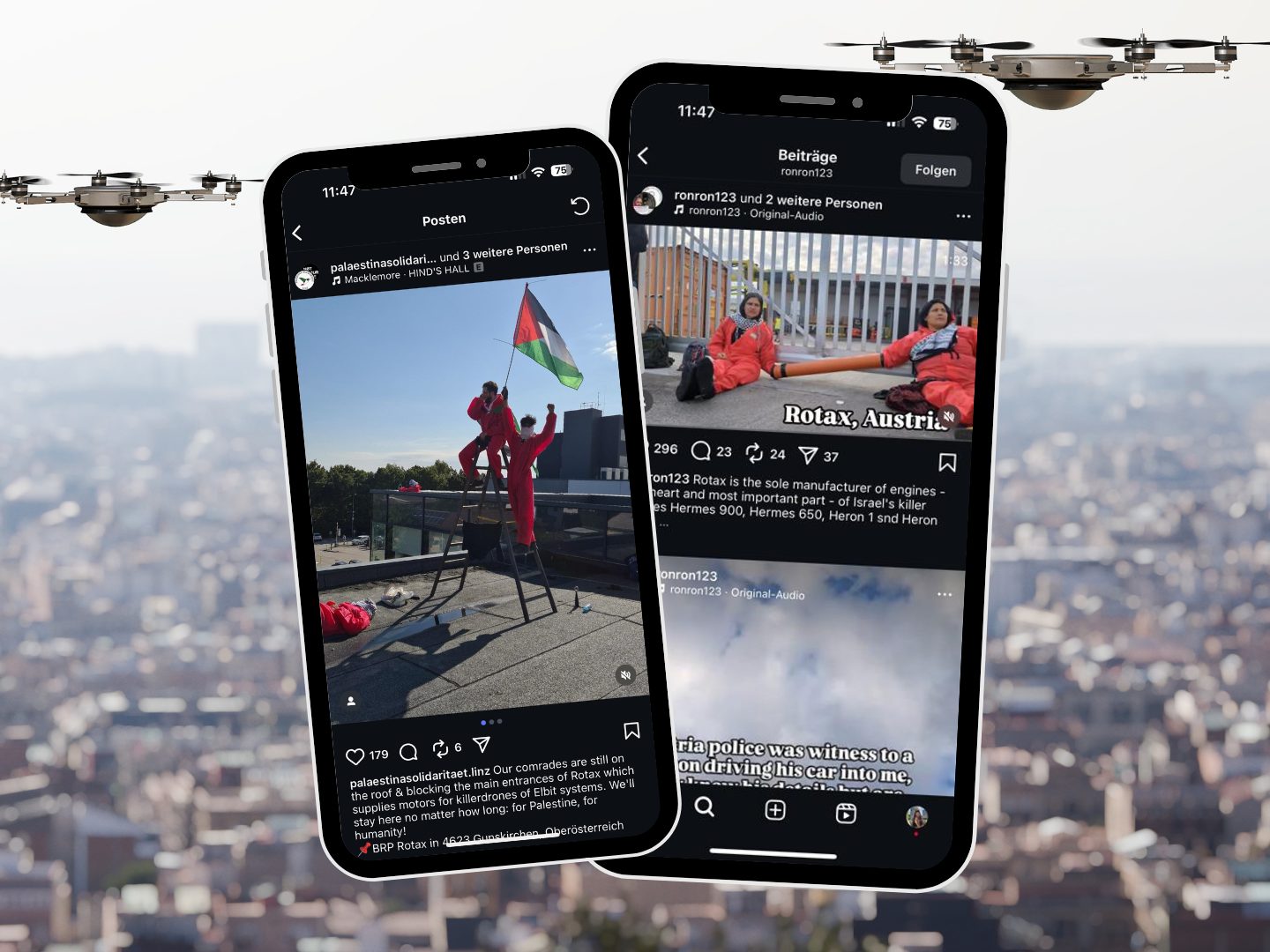 Aktivisten stürmen nun Drohnen-Firma in Oberösterreich Aktivisten stürmen nun Drohnen-Firma in Oberösterreich