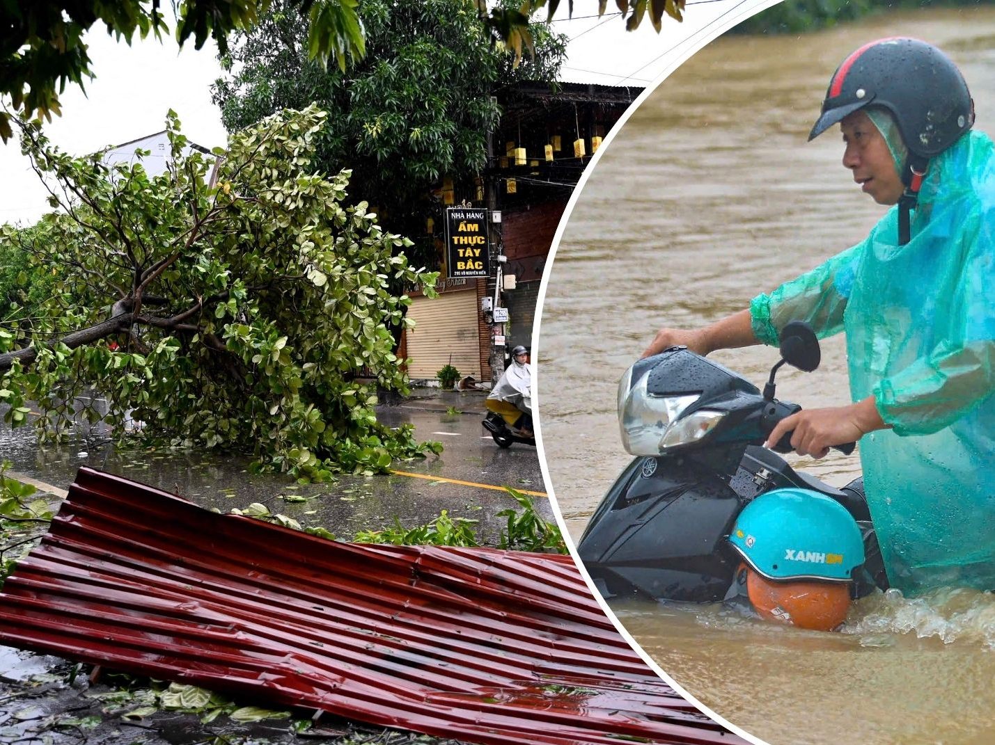 Vietnam nach Taifun "Kajiki": Häuser zerstört, Millionen ohne Strom. Vietnam nach Taifun "Kajiki": Häuser zerstört, Millionen ohne Strom.