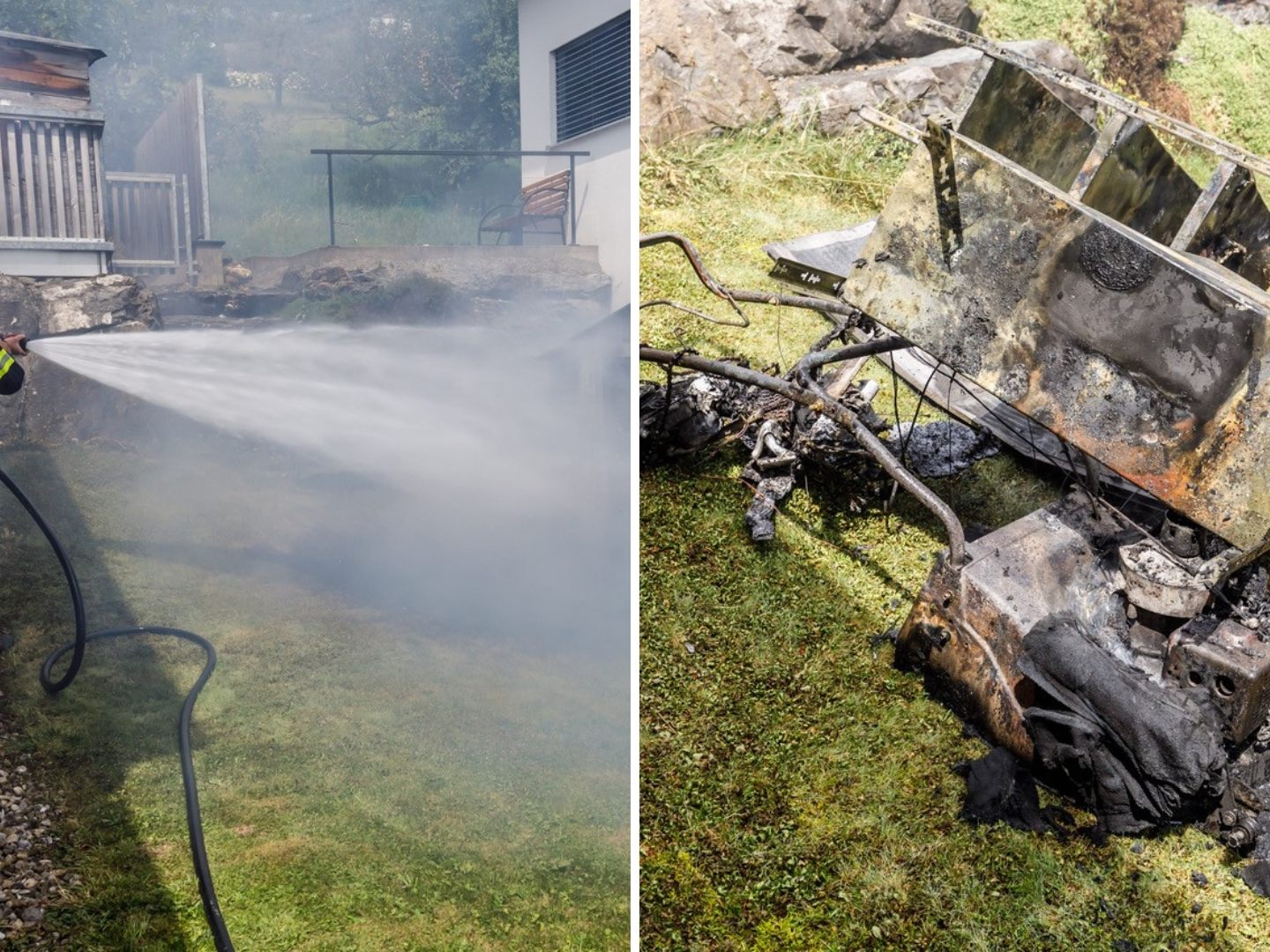Die Feuerwehr Thüringerberg konnte den Brand rasch löschen. Die Feuerwehr Thüringerberg konnte den Brand rasch löschen.