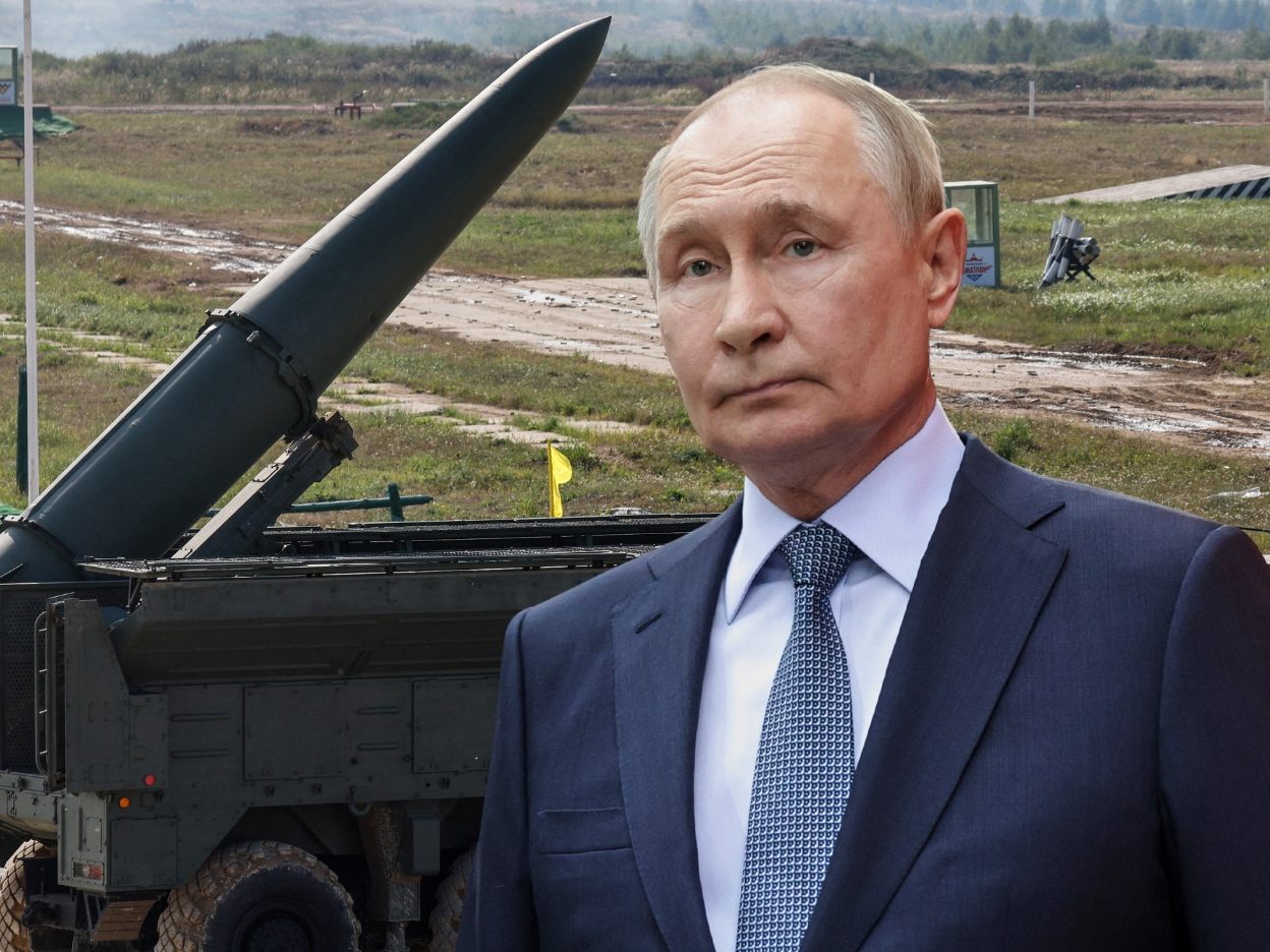 Der Iskander-E-Raketenwerfer bei einer Übung nahe Moskau, aufgenommen 2022. In Kaliningrad ist die Iskander-M-Version dauerhaft stationiert. Der Iskander-E-Raketenwerfer bei einer Übung nahe Moskau, aufgenommen 2022. In Kaliningrad ist die Iskander-M-Version dauerhaft stationiert.