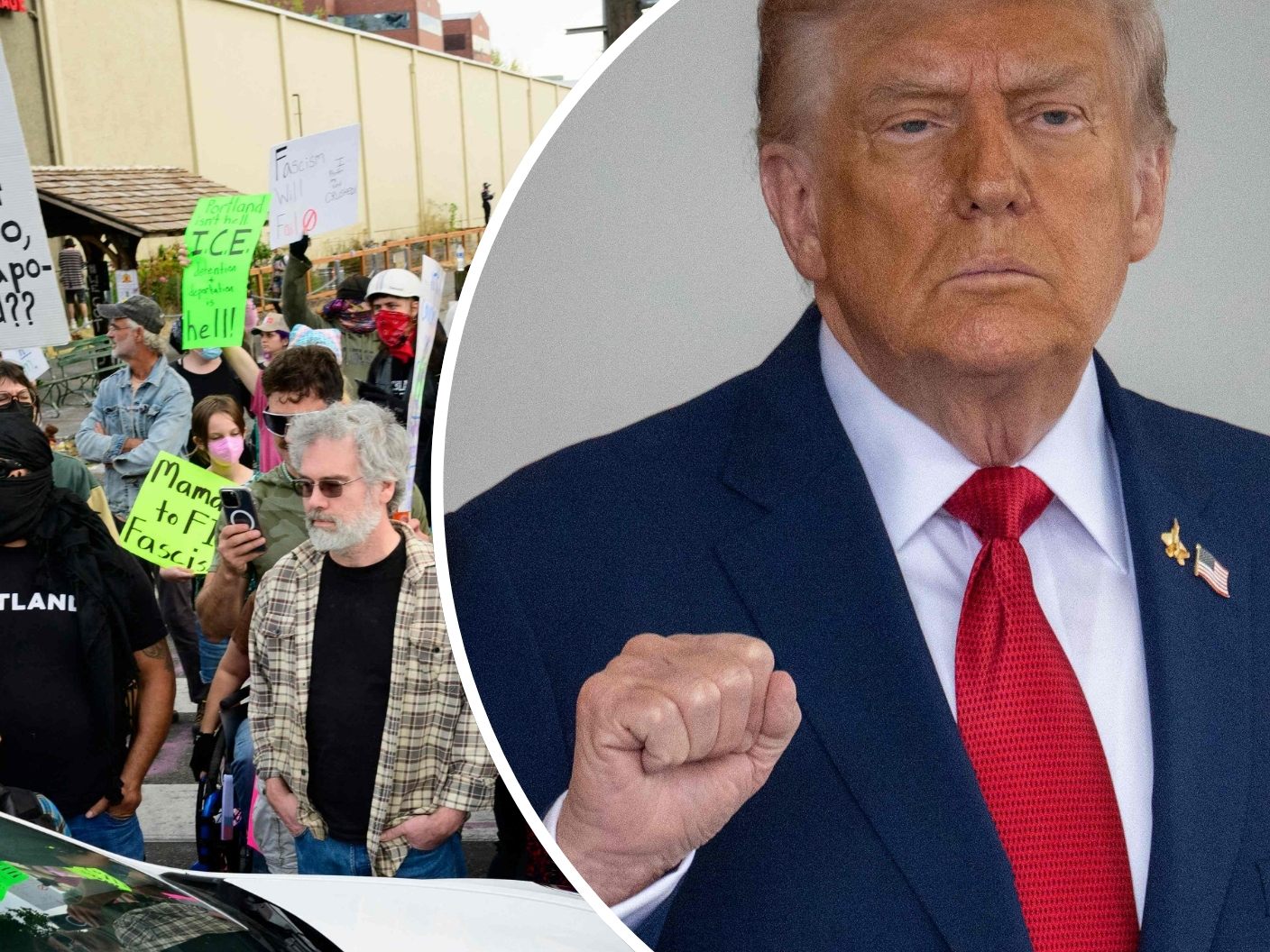 Proteste in Portland (l.) - Klage gegen Donald Trump wegen "Überschreitung seiner Befugnisse".