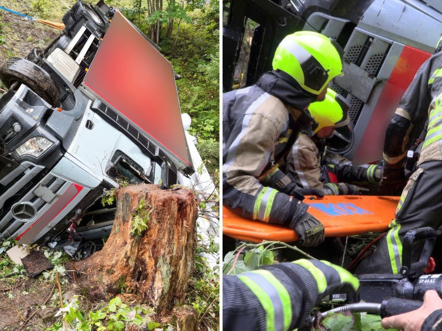 Der Lenker musste mit einem hydraulischen Rettungsgerät aus dem Fahrerhaus befreit werden.