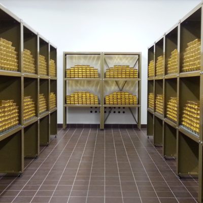 Teile des tonnenschweren Austro-Goldschatzes in der Nationalbank