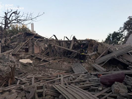 Zerstörte Gebäude in Saporischschja