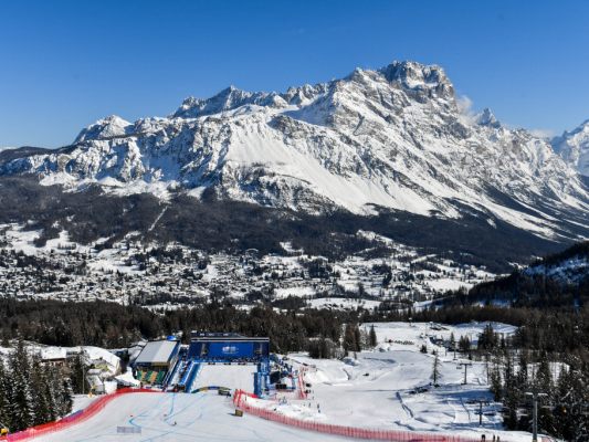 Blick auf die Olympia-Strecke in Cortina d'Ampezzo