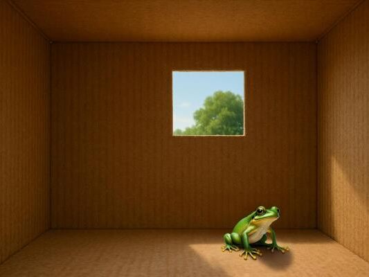 Der hypothetische Frosch braucht den "Türzustand", um aus dem Material herauszukommen Der hypothetische Frosch braucht den "Türzustand", um aus dem Material herauszukommen