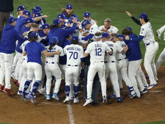 Kollektiver Jubel der  Los Angeles Dodgers