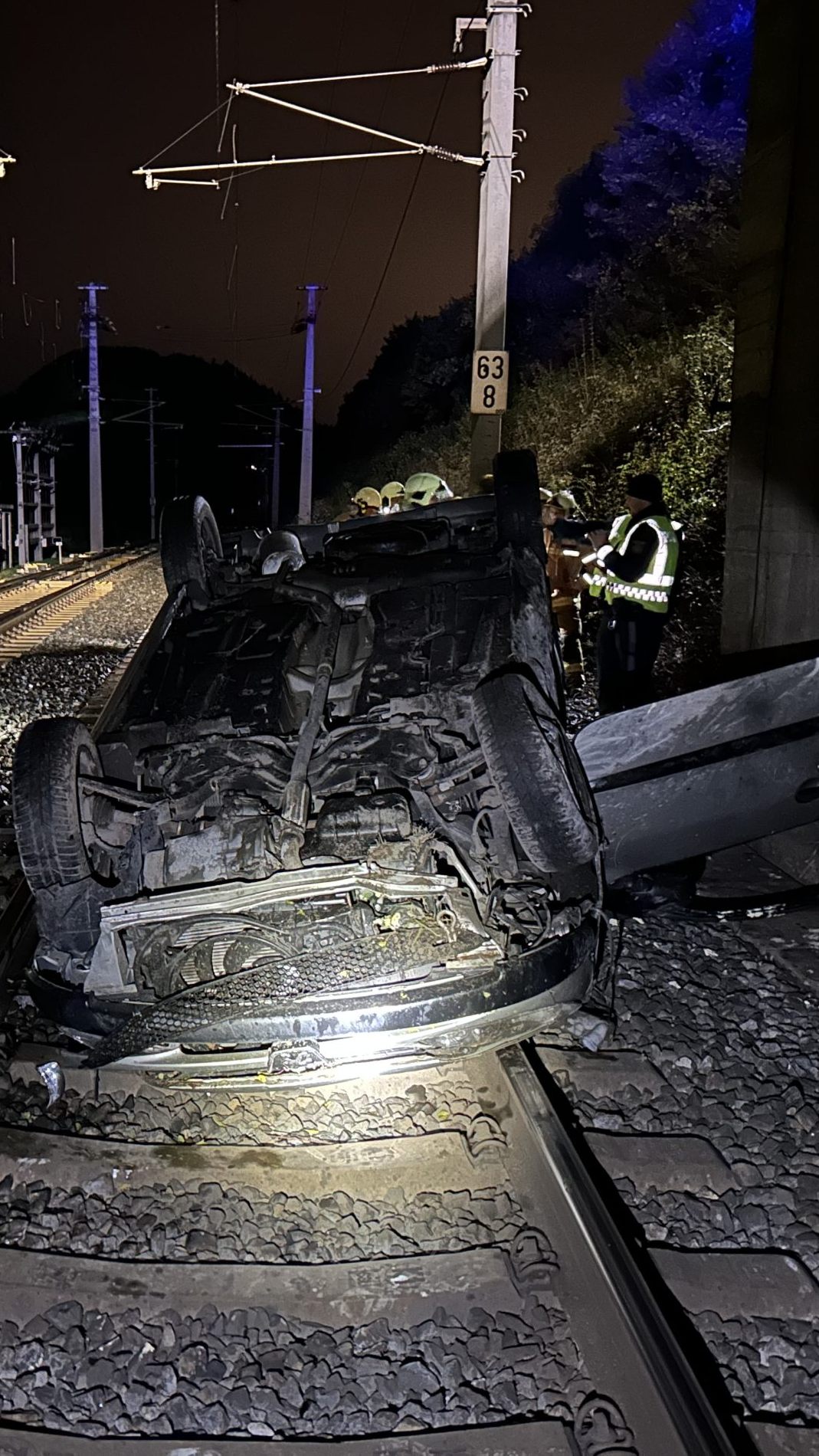 Alkolenker landet in Tirol mit Pkw auf Zuggleisen.