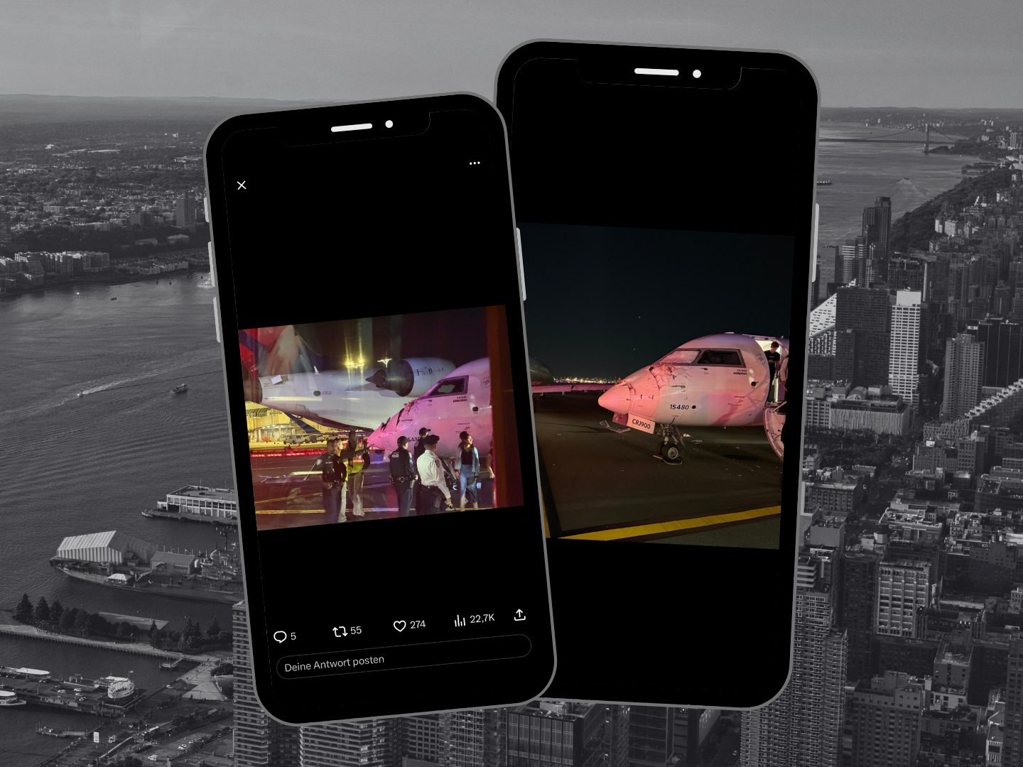 Flugzeug-Kollision in New York – Zwei Verletzte