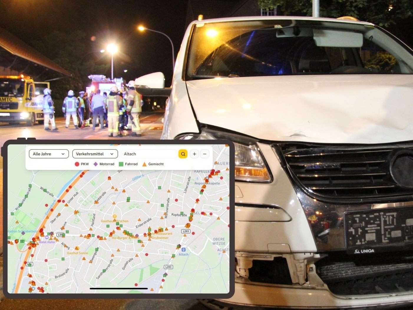 Altach im Langzeitvergleich: Verkehrsunfälle sinken.