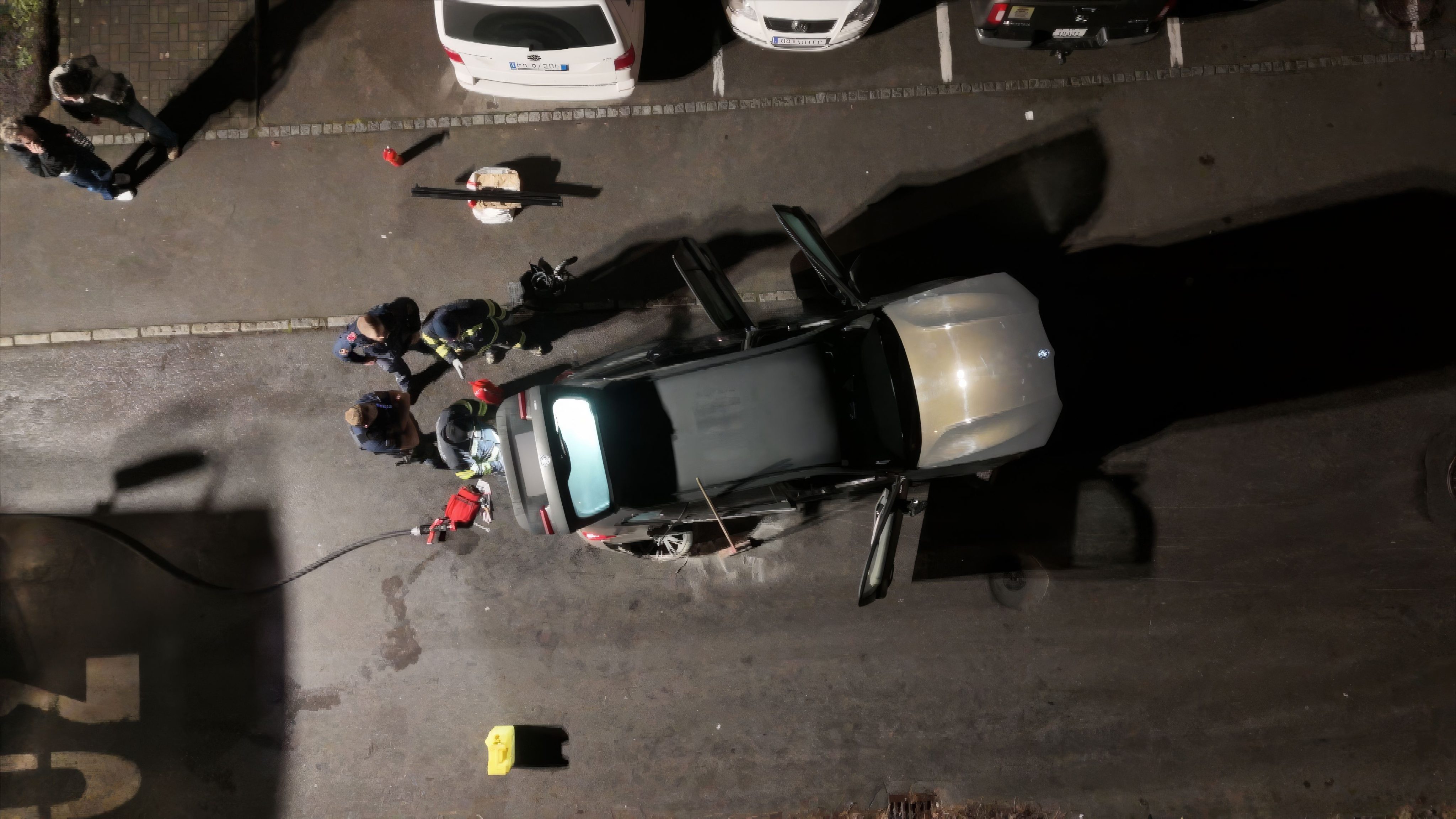 Unfallstelle von oben: Eine Drohne zeigt das Ausmaß des Unfalls.