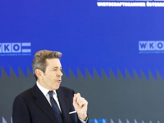 WKÖ-Präsident Mahrer bei seinem Auftritt am Montag