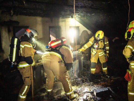 Feuerwehrleute holten zwei Katzen aus dem Gebäude