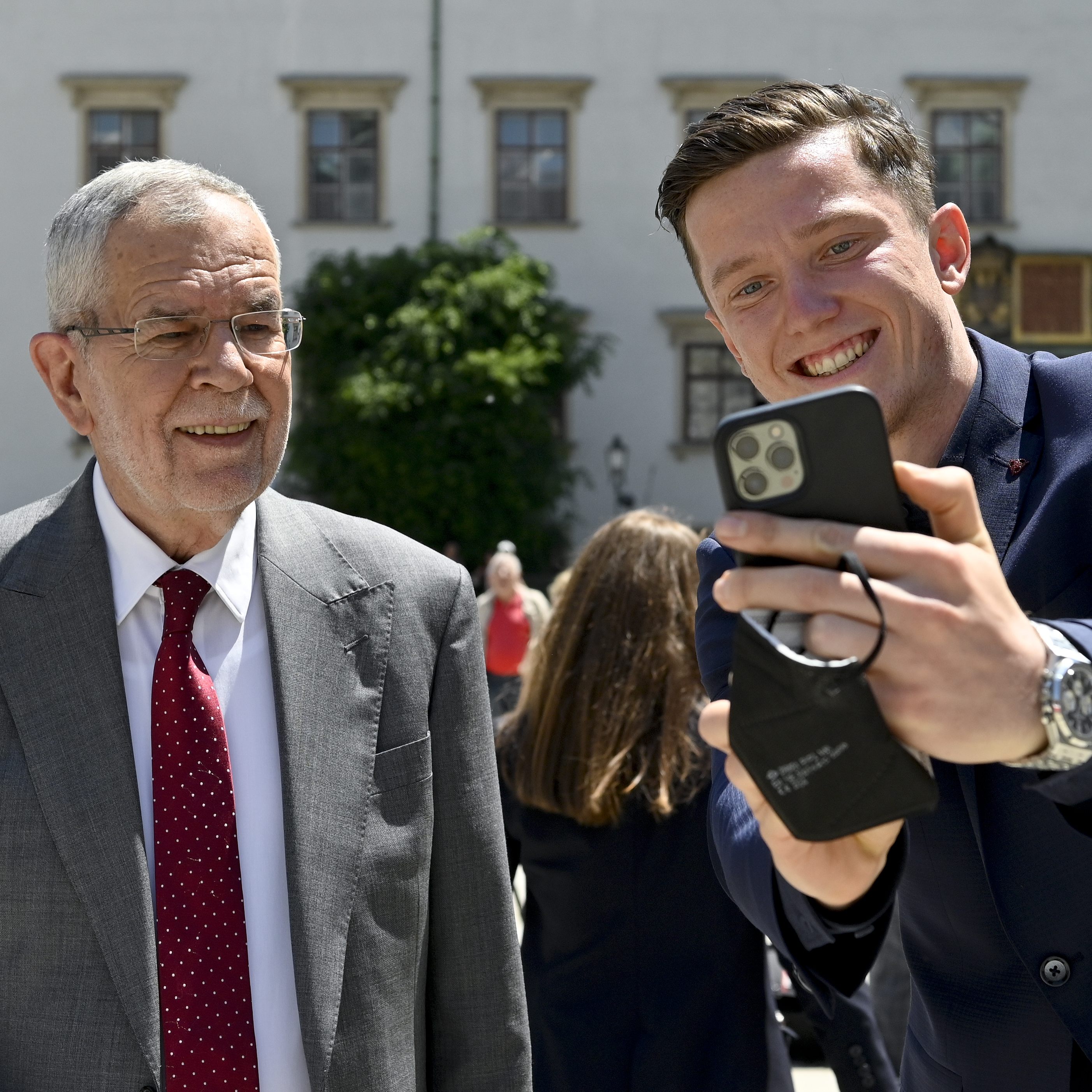 Alexander Van der Bellen und Michael Gregoritsch vor der EM 2021.