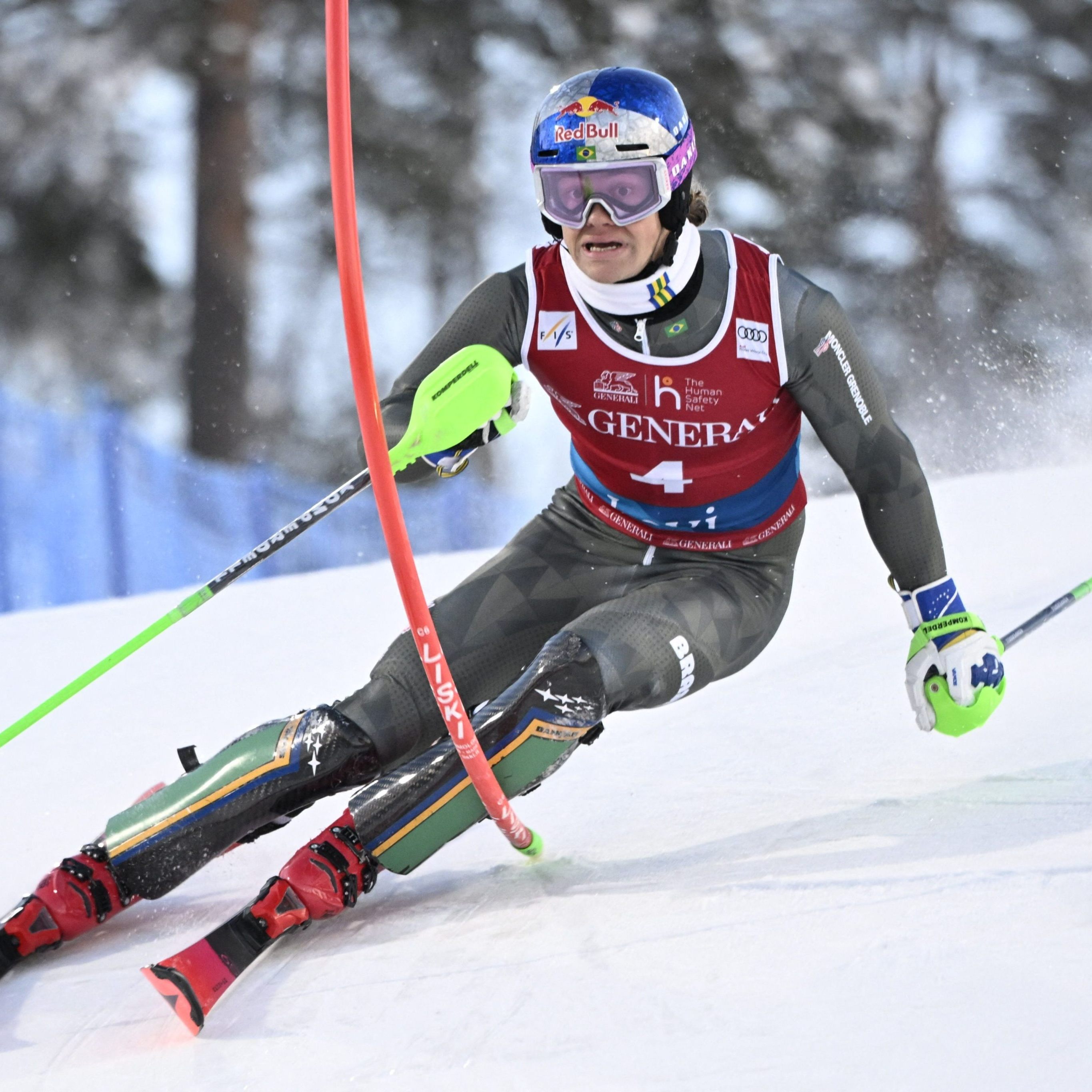 Der Brasilianer Lucas Pinheiro Braathen hat seine bisher fünf Weltcupsiege für Norwegen errungen, könnte am Sonntag also für eine Premiere sorgen.
