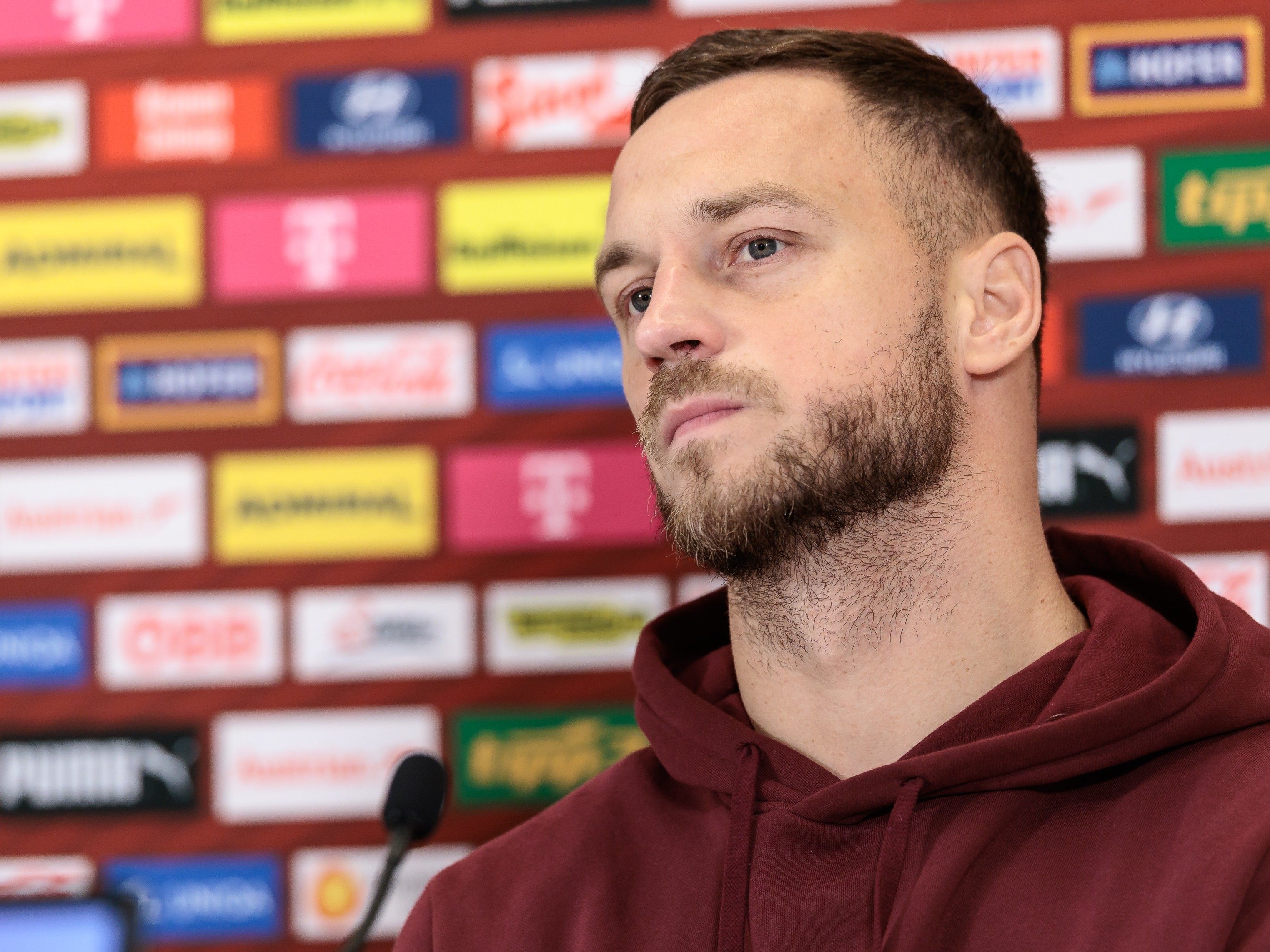 Marko Arnautovic auf der Pressekonferenz vor dem entscheidenden Länderspiel
