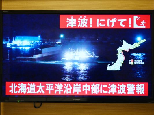 Tsunami-Warnung via Fernsehen in Japan
