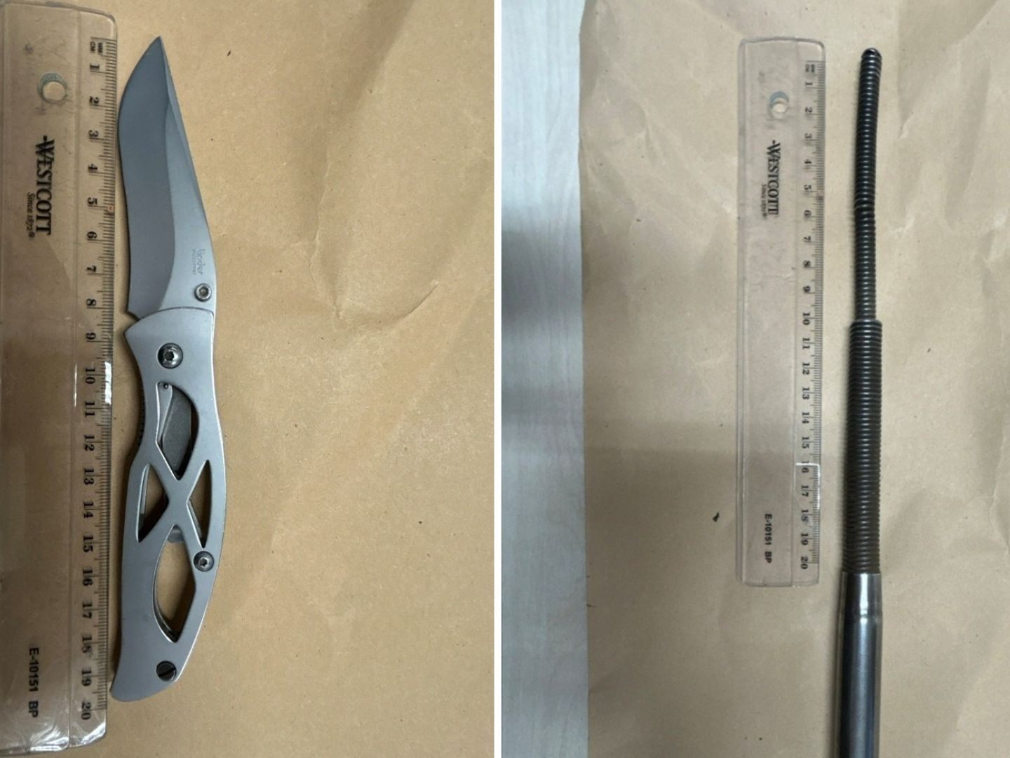 Der Mann trug neben einem Messer auch eine verbotene Teleskopstahlrute bei sich.